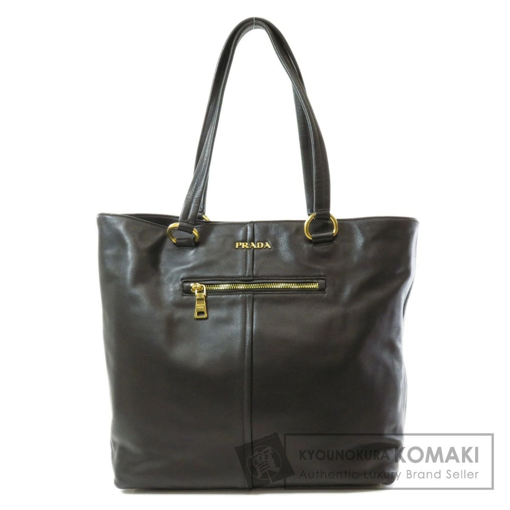 Prada tote bag black soft calfskin leather